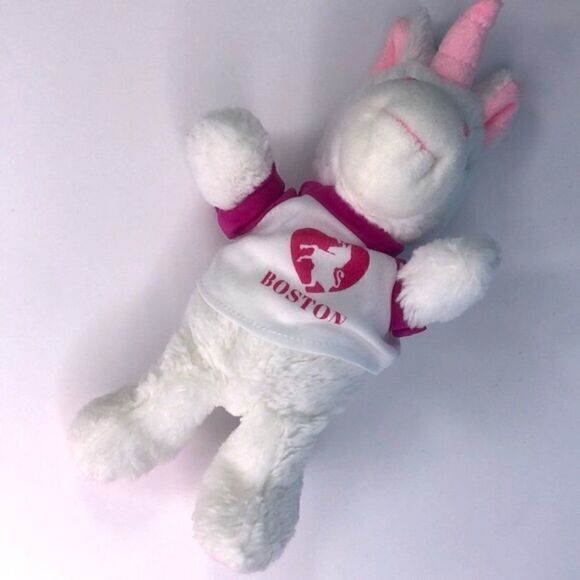 Lil' Zoovenir White Unicorn with Boston T-Shirt Washable Plush Beanie To… - Picture 4 of 7